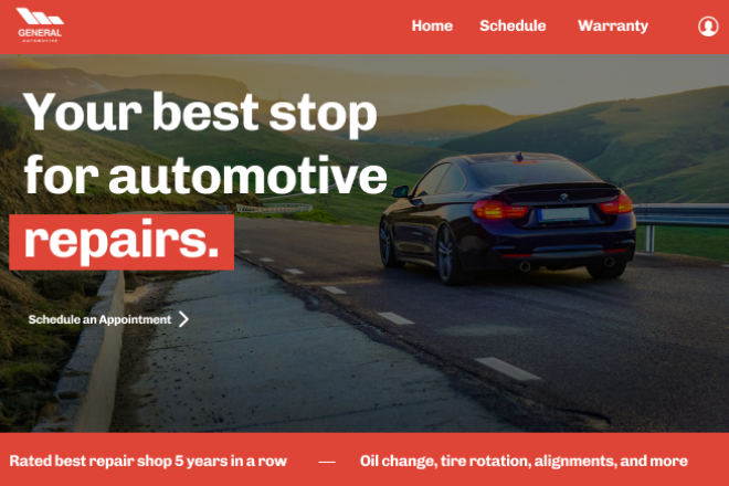 Auto shop website built by Setu