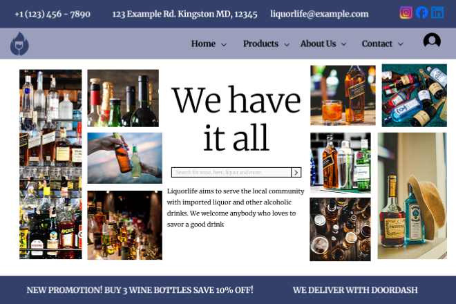Liquor store website built by Setu